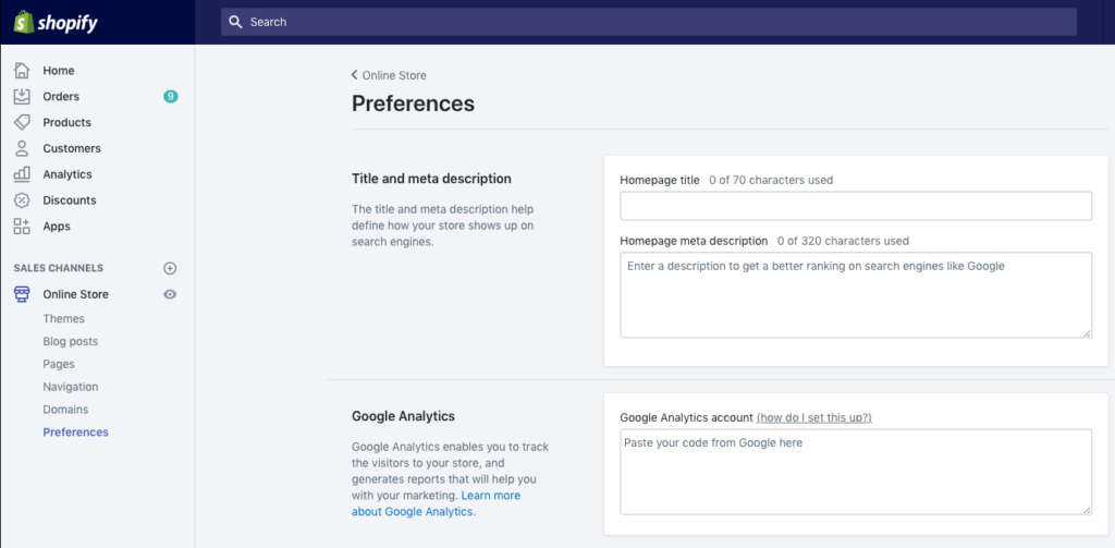 Shopify Built-in SEO Tools